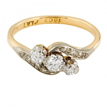 18ct gold & Platinum Diamond 3 stone Ring size N